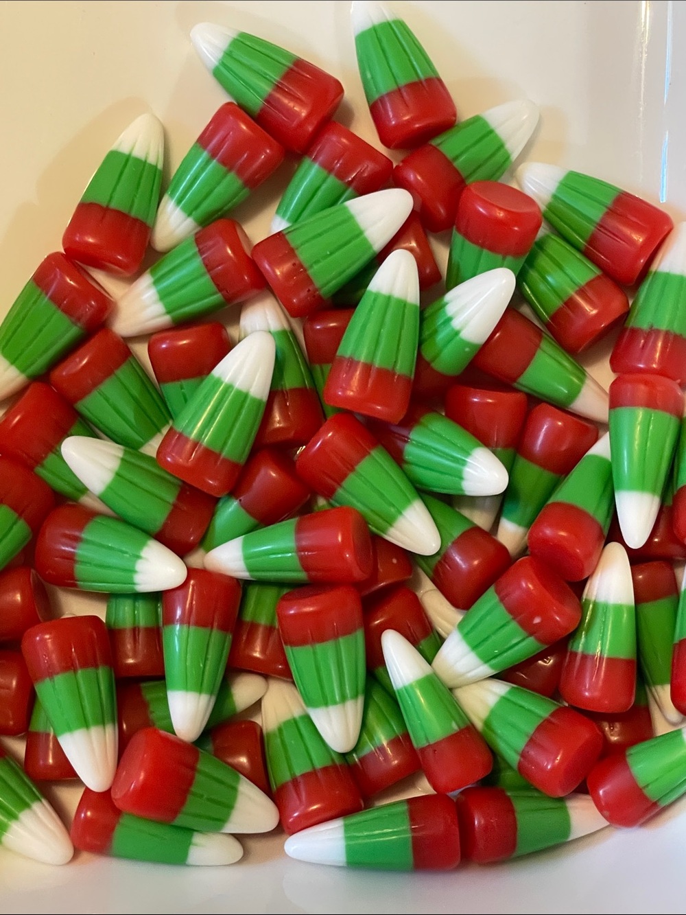 Fake Festive Red Green White Candy Corn Holiday Candy Decoration